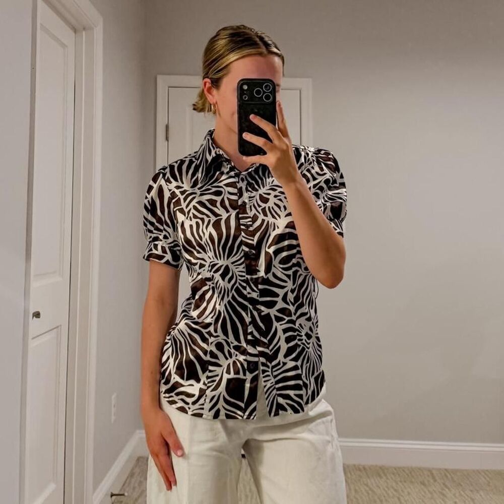 vintage pattern button down top